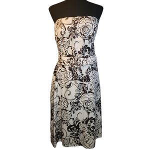 B. SMART womens dark brown & white floral strapless dress size 12